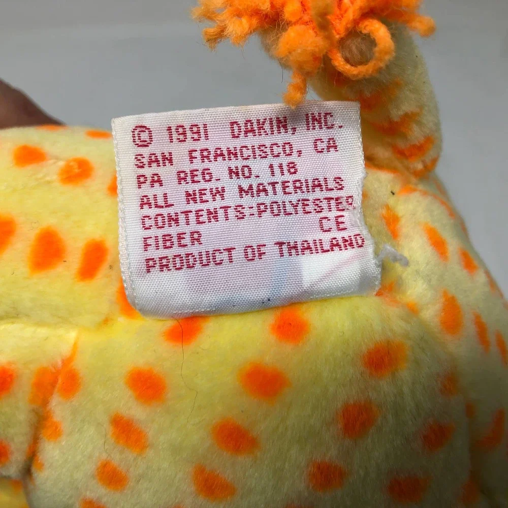 Dakin Giraffe Plush‎ Musical Crib Pull Plays Lullaby Yellow Orange Spots VTG